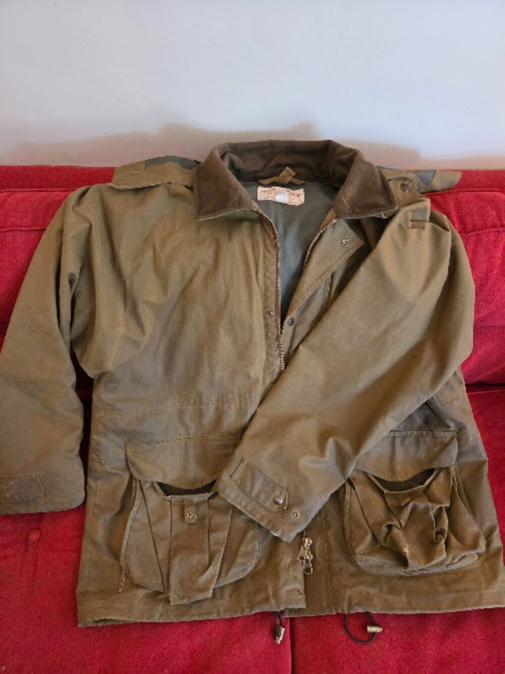 Vintage Filson Waxed Canvas Hooded Field Jacket 2XL Brown Heavily Worn